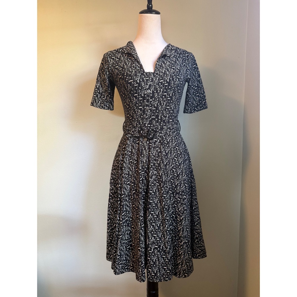 Effies Heart Musical Note mini Dress Black White Heart XS whimsi dainty boho y2k